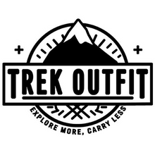 Trek Outfit logo featuring stylized mountains and a compass, symbolizing adventure and exploration in the great outdoors.