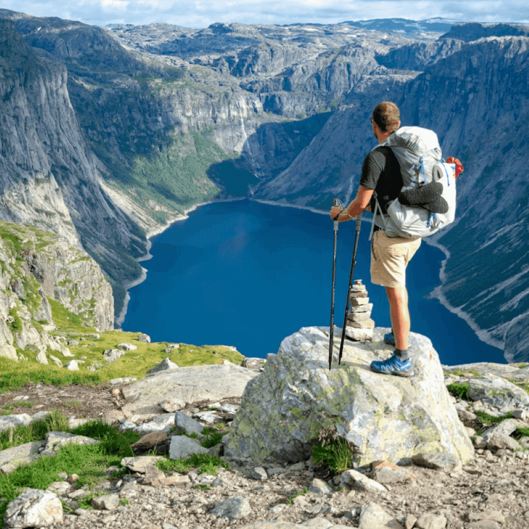 Trek Outfit Trekking Poles with adjustable aluminum sections extending up to 50 inches for versatile hiking and camping use