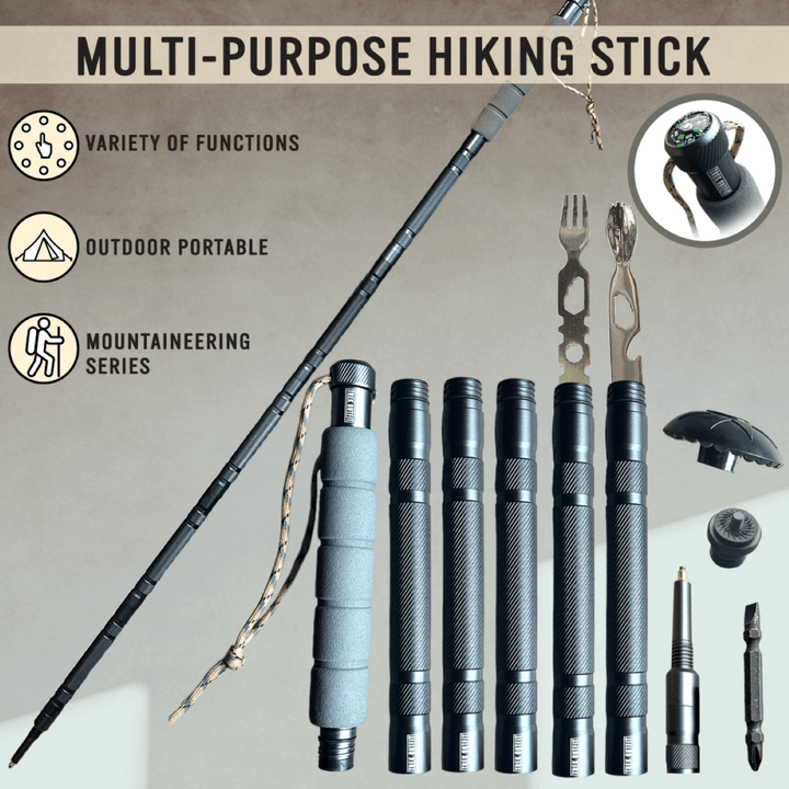 Trek Outfit Tactical Hiking Stick with Compass and Tools